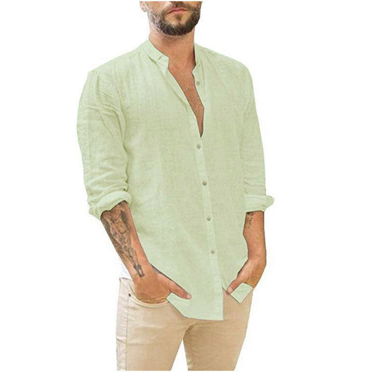 2024 Men's Casual Linen Cardigan Long Sleeve Shirt