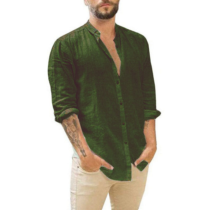 2024 Men's Casual Linen Cardigan Long Sleeve Shirt