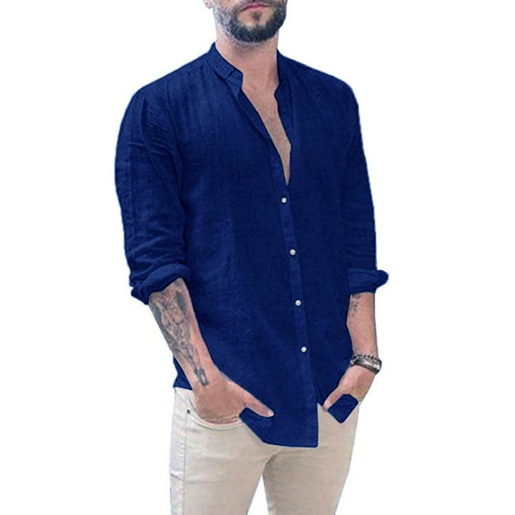 2024 Men's Casual Linen Cardigan Long Sleeve Shirt