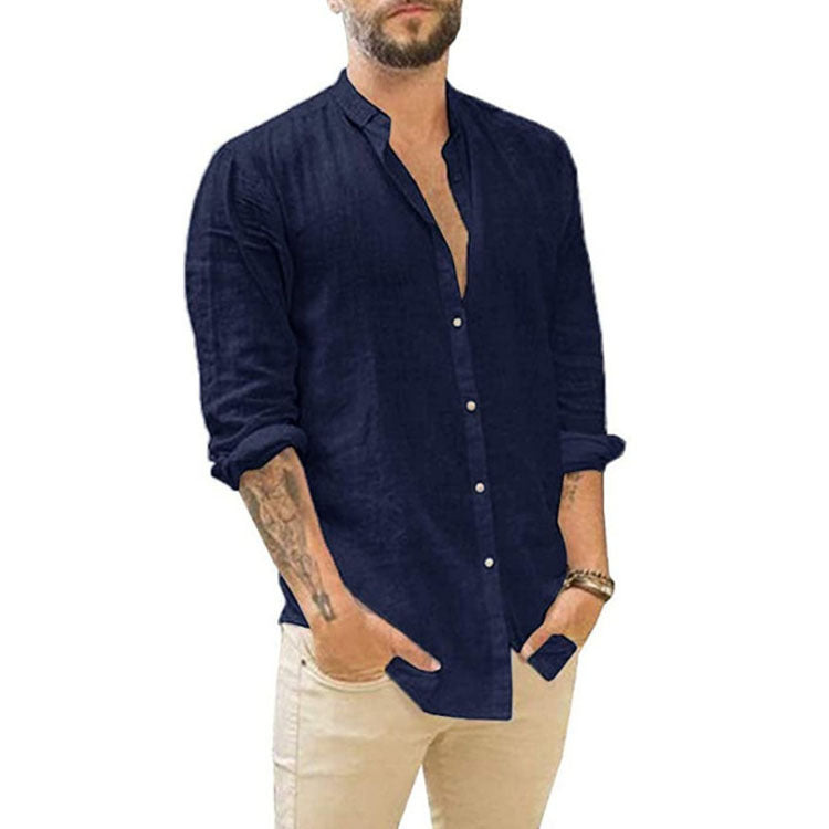 2024 Men's Casual Linen Cardigan Long Sleeve Shirt
