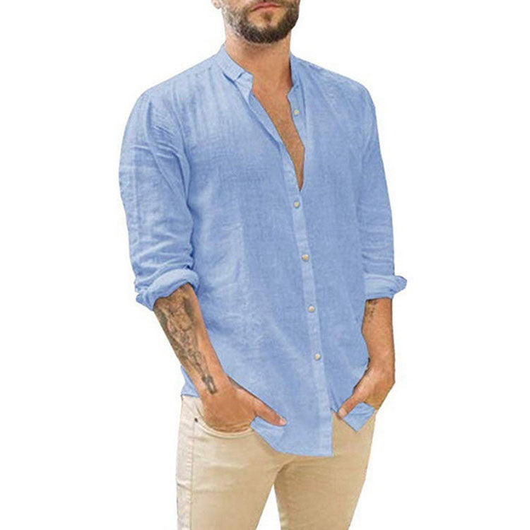 2024 Men's Casual Linen Cardigan Long Sleeve Shirt